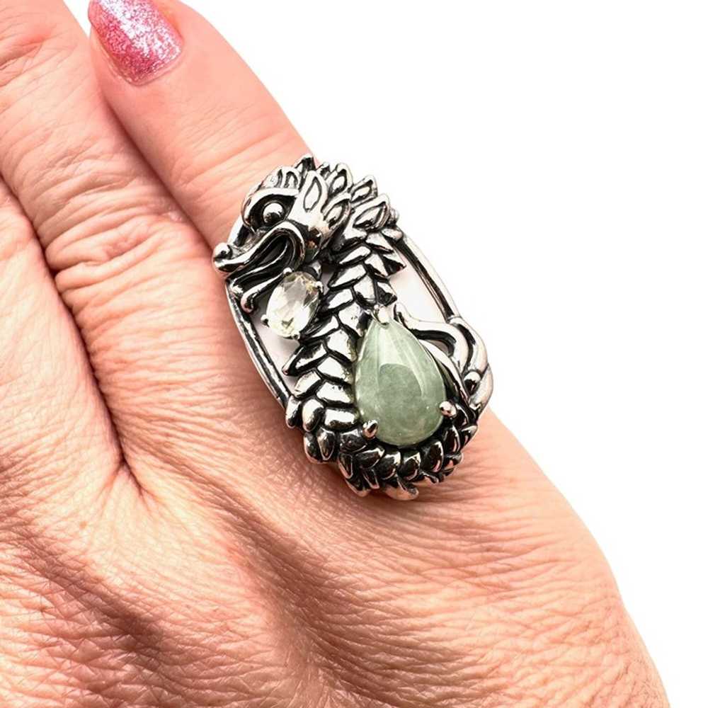 Jade of Yesteryear Womens Ring Sterling Silver Gr… - image 3