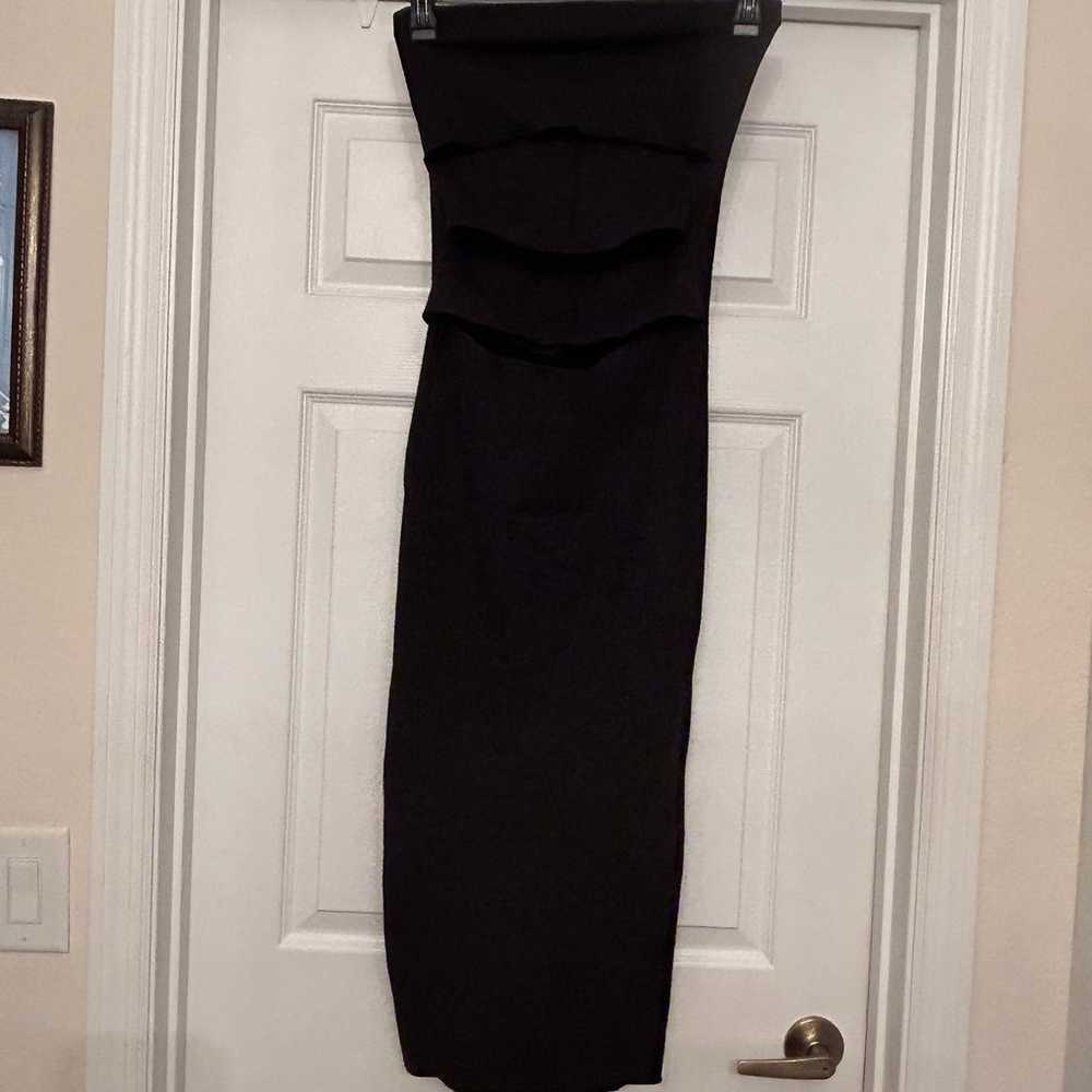 ZARA Strapless Cut Out Long Black Dress - image 1