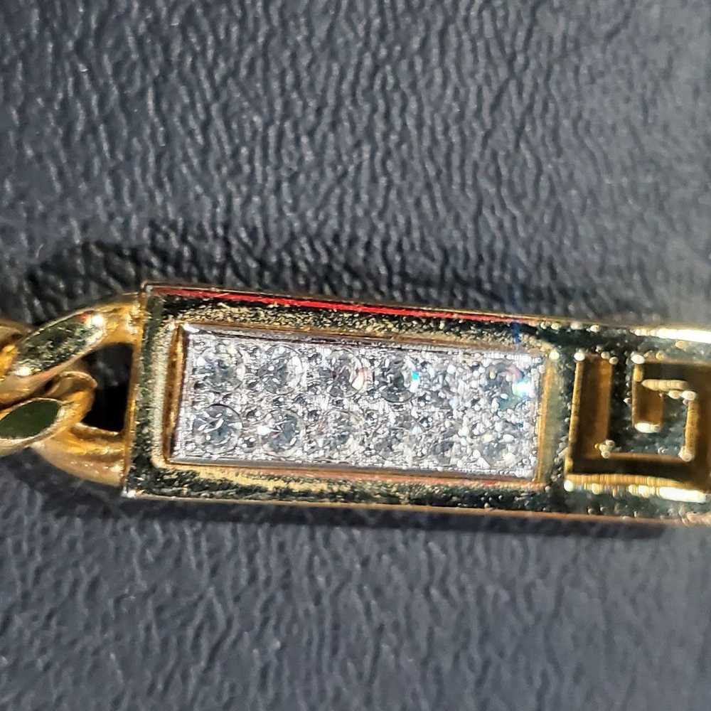 Vintage 1980s Signed Givenchy Goldtone & crystal … - image 8