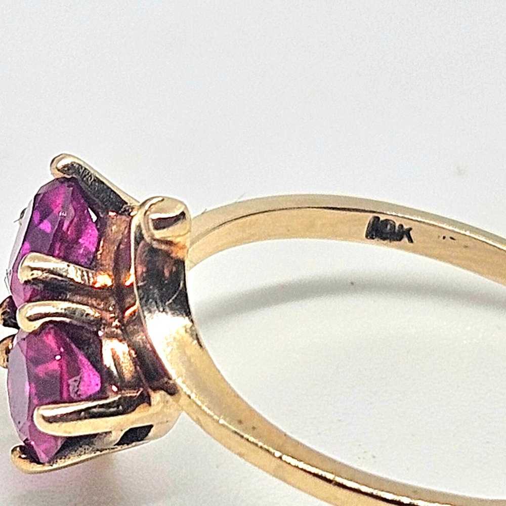 Vintage 10k By pass Double Ruby Ring sz 8 - image 7