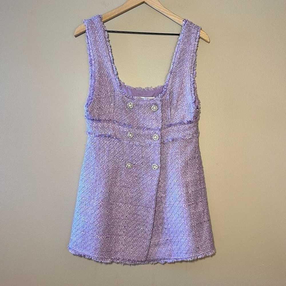 Women's M Zara Tweed Double Breasted Mini Purple … - image 4