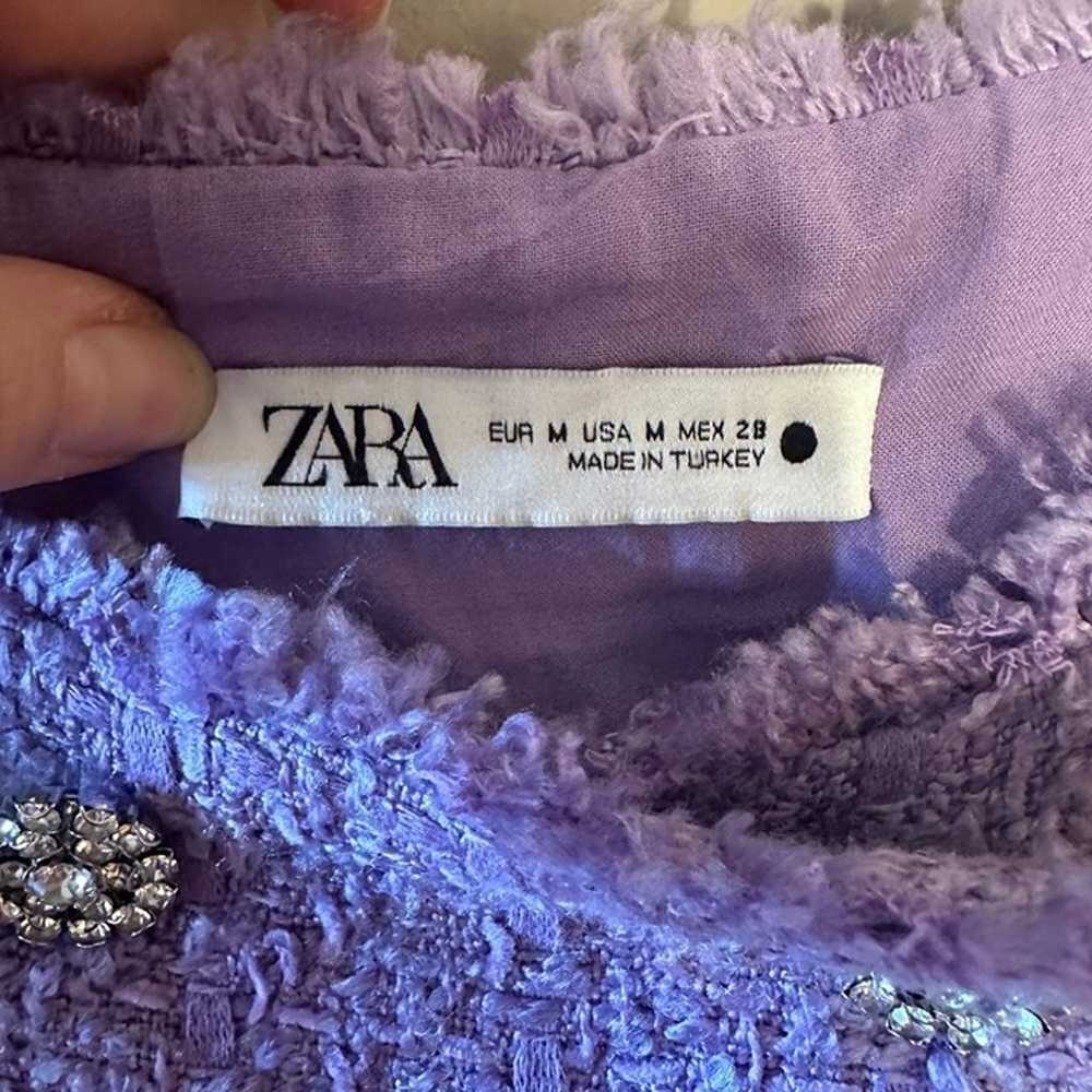 Women's M Zara Tweed Double Breasted Mini Purple … - image 7