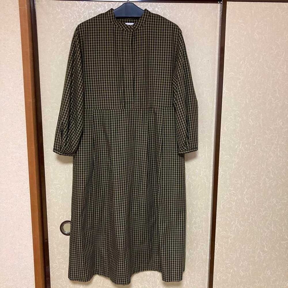 Mustard-colored check dress - image 1