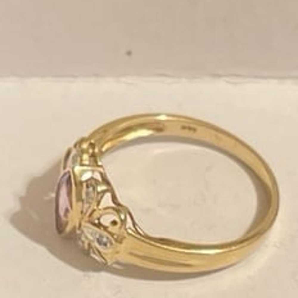 Amethyst and diamond, 14kt solid yellow gold ring - image 5