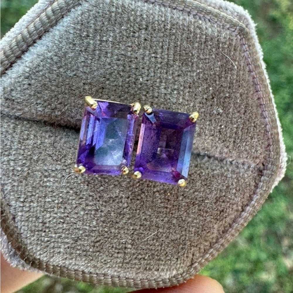 4.00ctw solid 14k yellow gold genuine amethyst em… - image 12