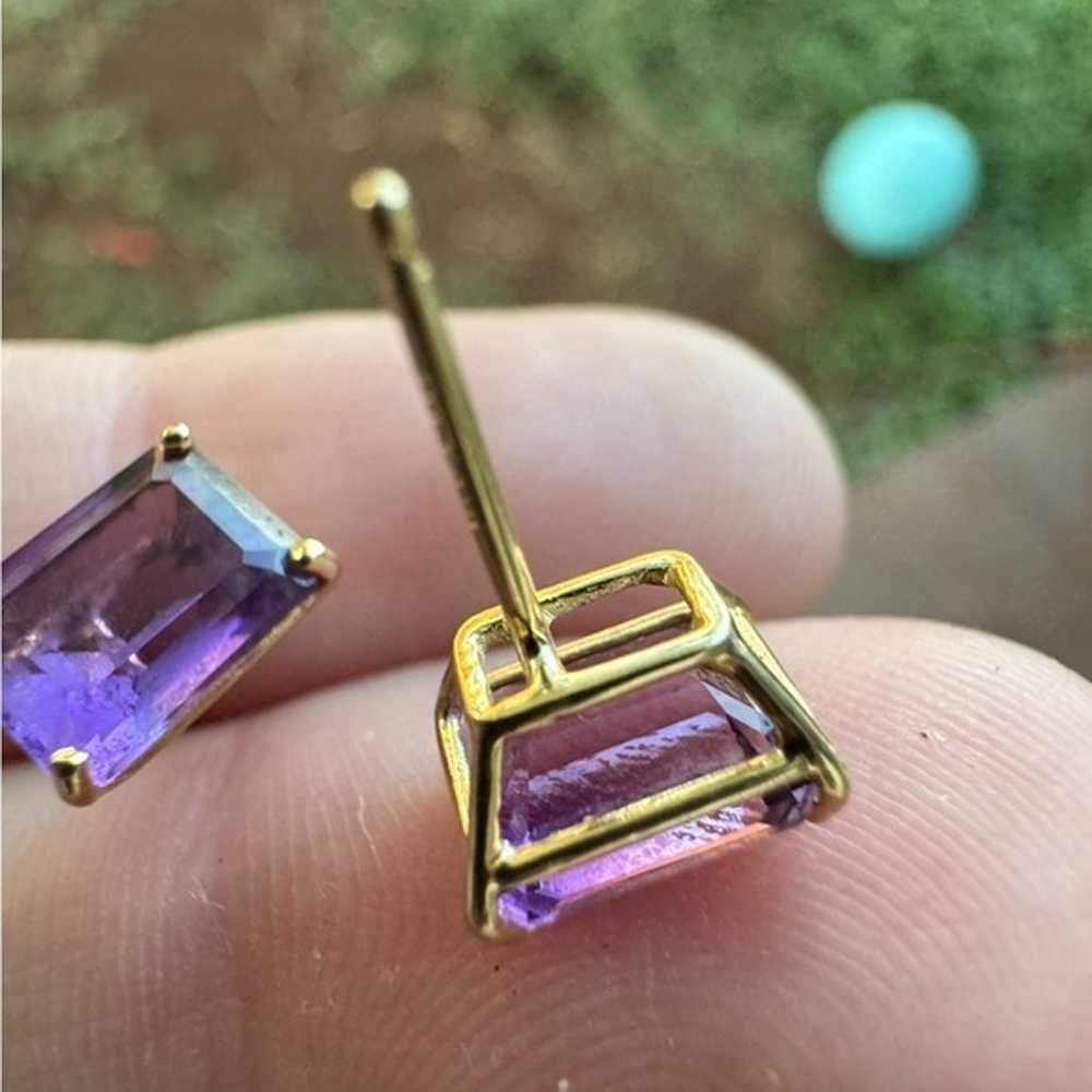 4.00ctw solid 14k yellow gold genuine amethyst em… - image 2