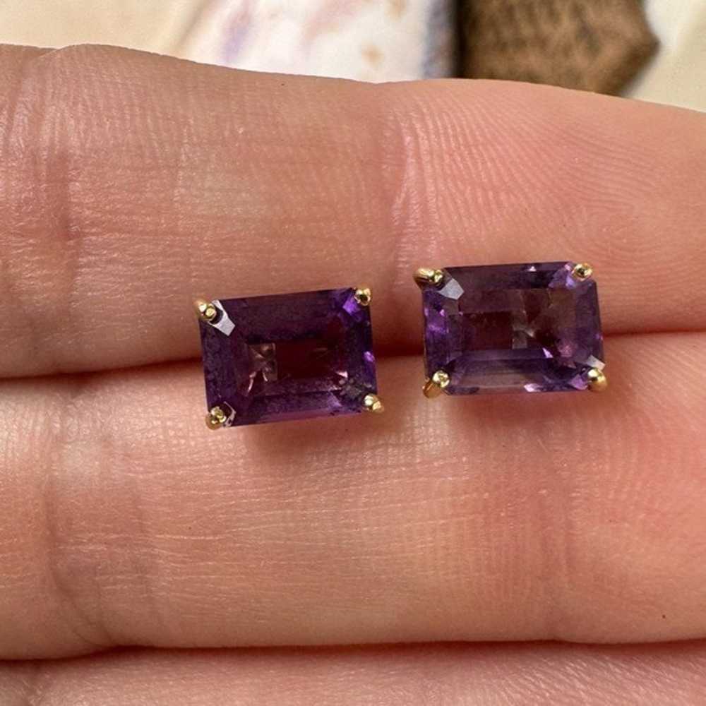 4.00ctw solid 14k yellow gold genuine amethyst em… - image 3