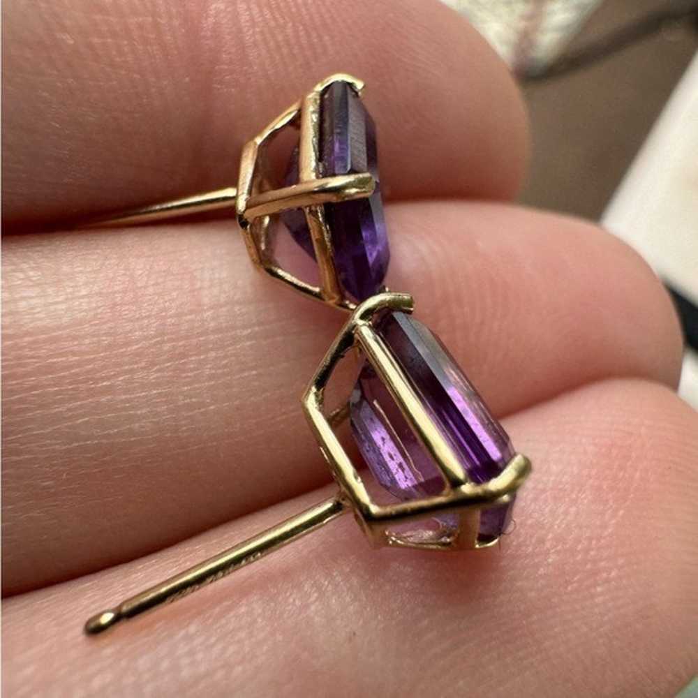 4.00ctw solid 14k yellow gold genuine amethyst em… - image 4