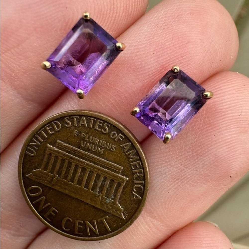 4.00ctw solid 14k yellow gold genuine amethyst em… - image 6