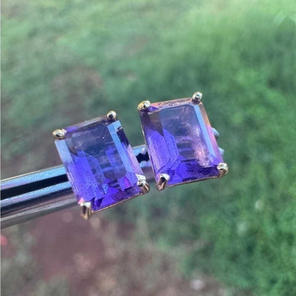 4.00ctw solid 14k yellow gold genuine amethyst em… - image 7