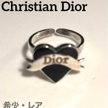 Christian Dior Heart Ribbon Shaped Silver Open Rin