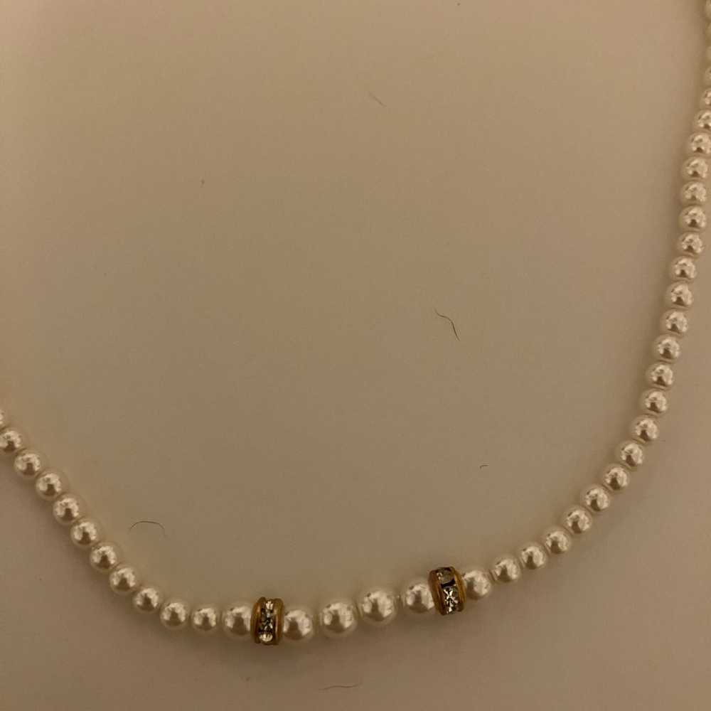 Antique Vintage White Faux Pearl Yellow Gold Diam… - image 4