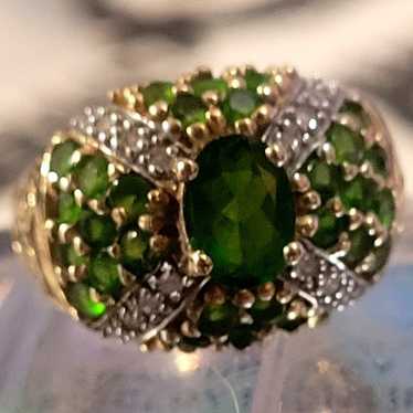 Beautiful 14k yellow gold Diopside Gemstone and D… - image 1