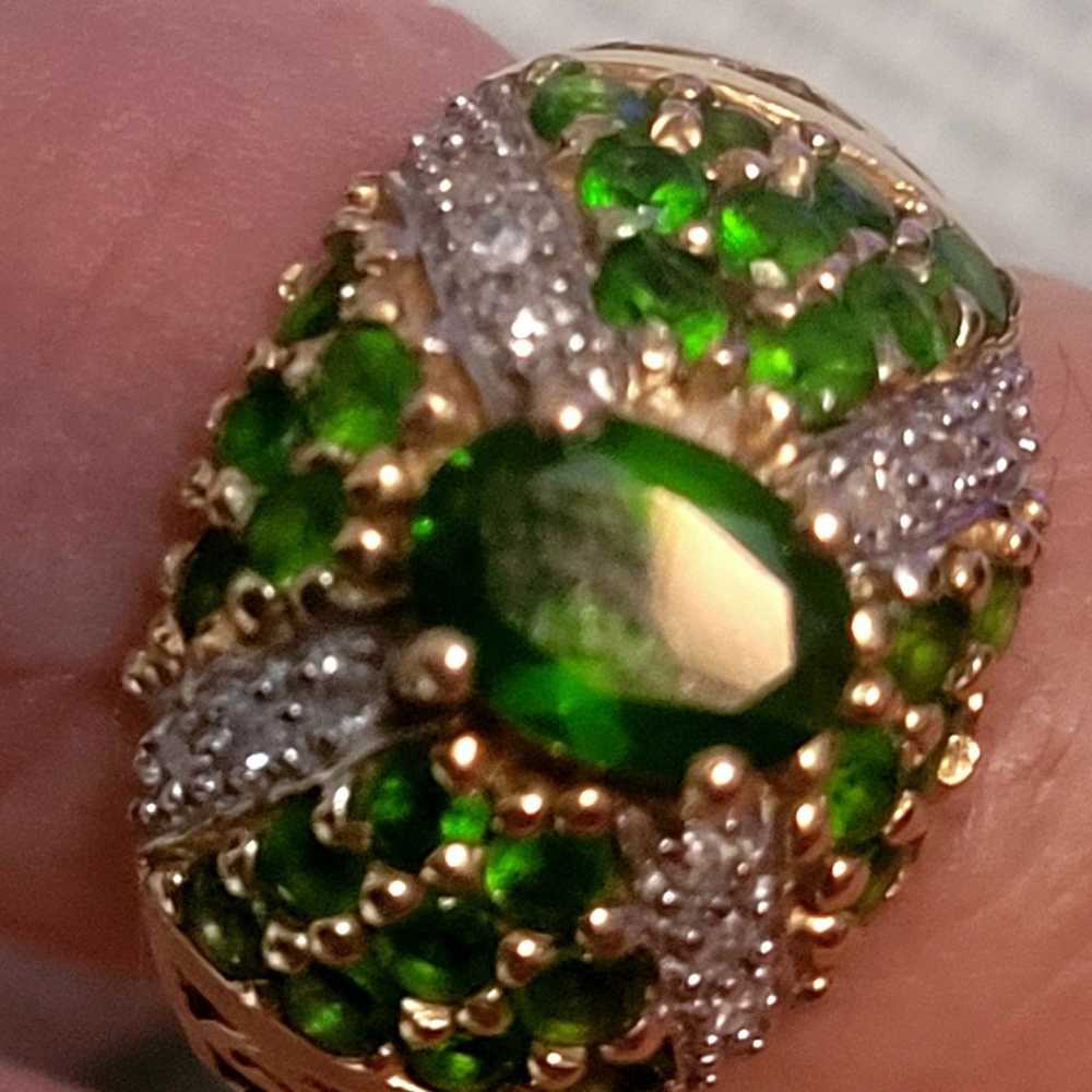 Beautiful 14k yellow gold Diopside Gemstone and D… - image 2