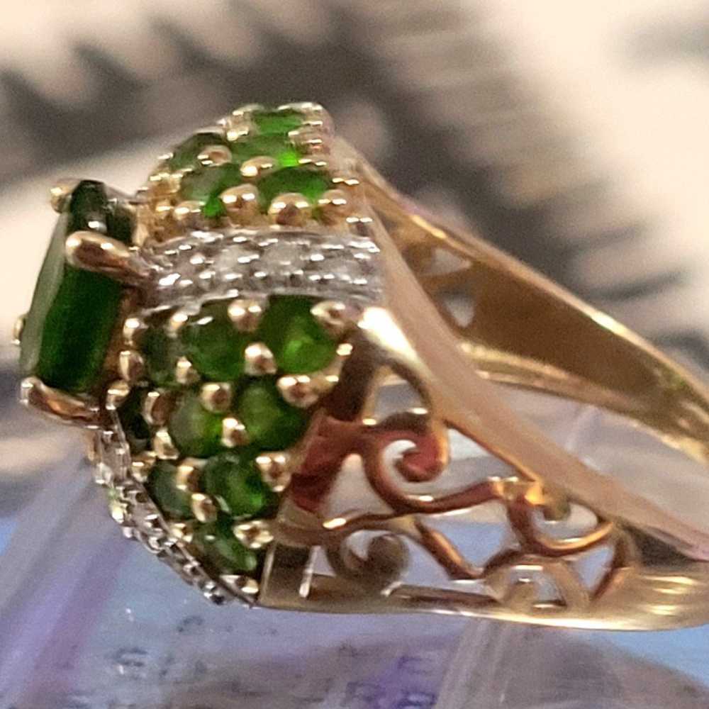 Beautiful 14k yellow gold Diopside Gemstone and D… - image 4