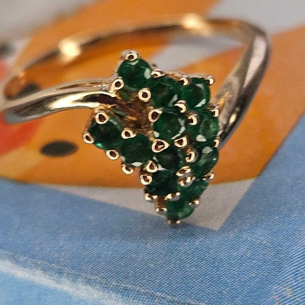 Gorgeous 14k Gold And Genuine Emeralds Ring - image 1