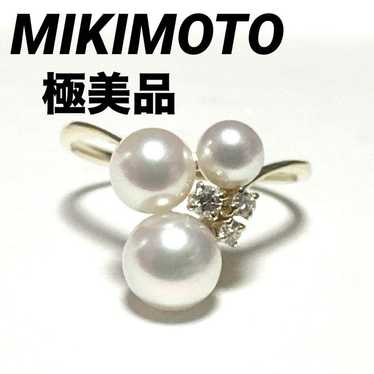 Mint Condition MIKIMOTO Ring K18 with Pearl and Di