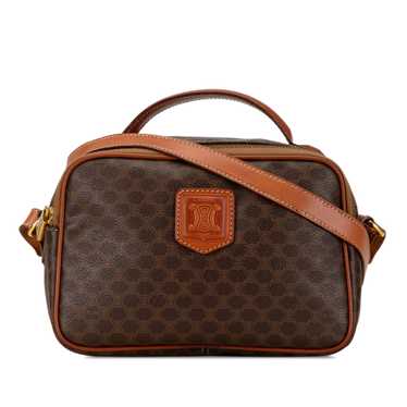 Brown Celine Macadam Coated Canvas Satchel