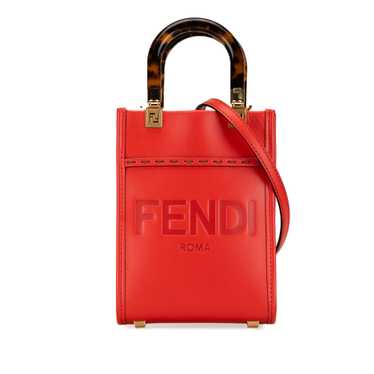 Red Fendi Mini Sunshine Shopper Tote Satchel - image 1