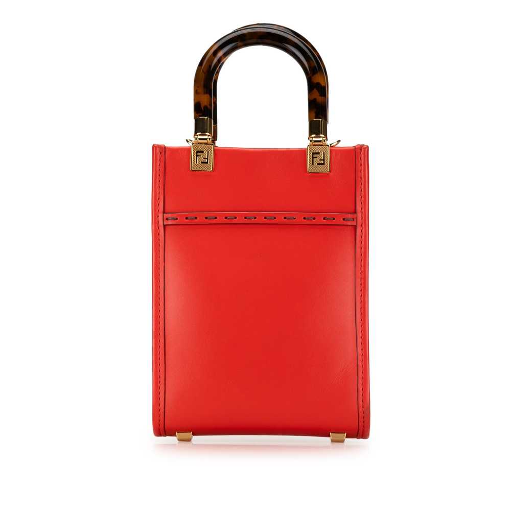 Red Fendi Mini Sunshine Shopper Tote Satchel - image 3