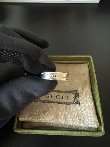 Gucci SILVER GUCCI DIAGONAL INTERLOCKING G RING