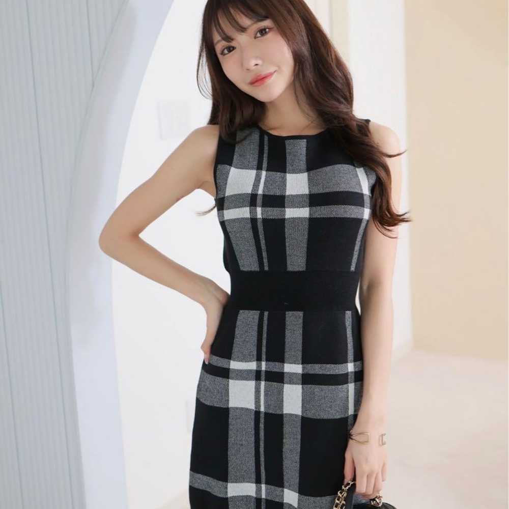 Lip Service Check Jacquard Sleeveless Knit Dress - image 1