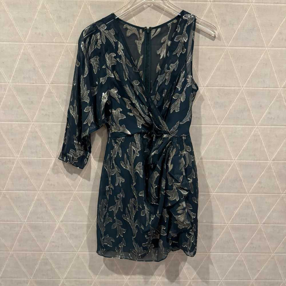 BCBGMAXAZRIA Asymmetric Faux Wrap Dress in Fern C… - image 6