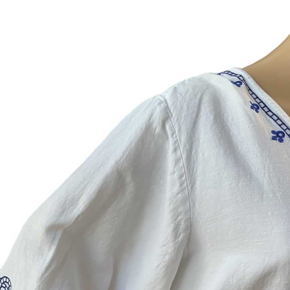 Lauren Ralph Lauren White Blue Embroidery 3/4 Sle… - image 10