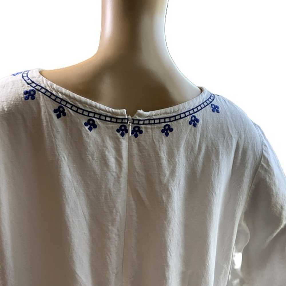 Lauren Ralph Lauren White Blue Embroidery 3/4 Sle… - image 12