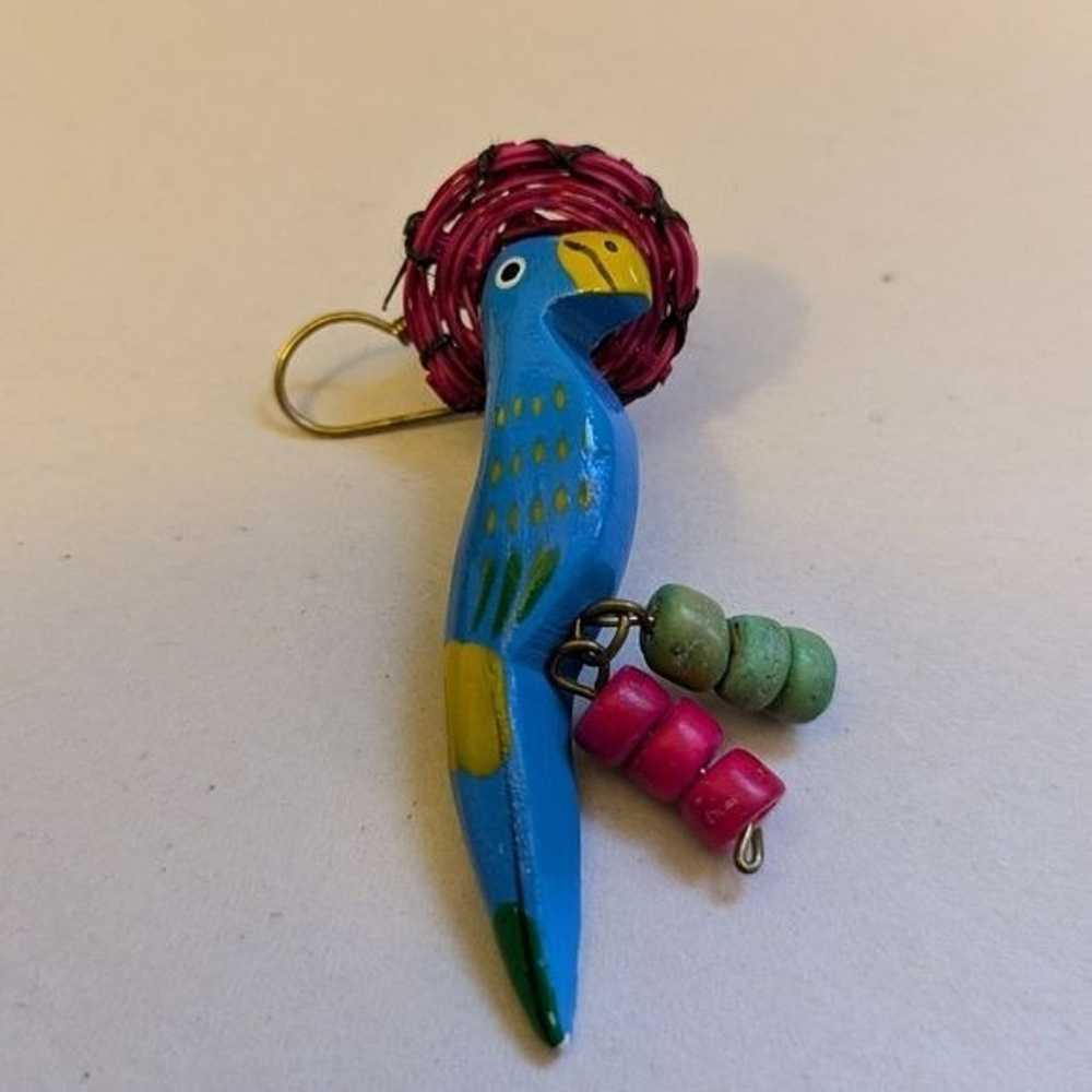 Vintage Tropical Parrot Novelty Earrings - image 2