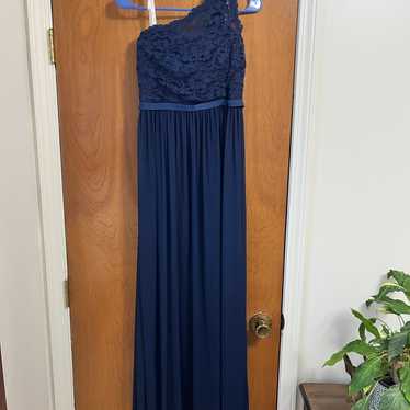 David’s Bridal blue long one shoulder dress - image 1