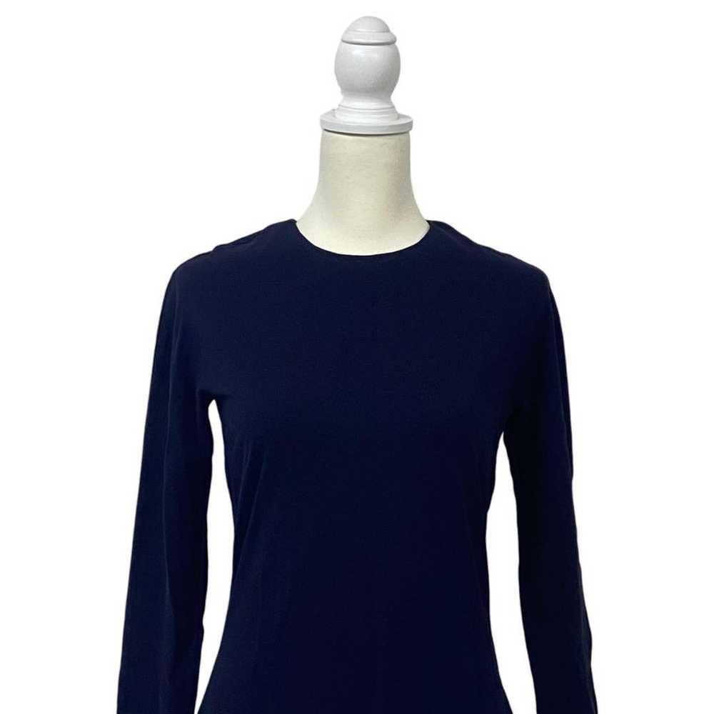 EPOCA Long Sleeve Crew Neck Dress Navy Plain with… - image 2