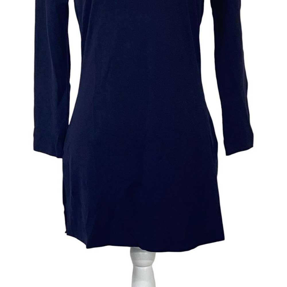 EPOCA Long Sleeve Crew Neck Dress Navy Plain with… - image 3