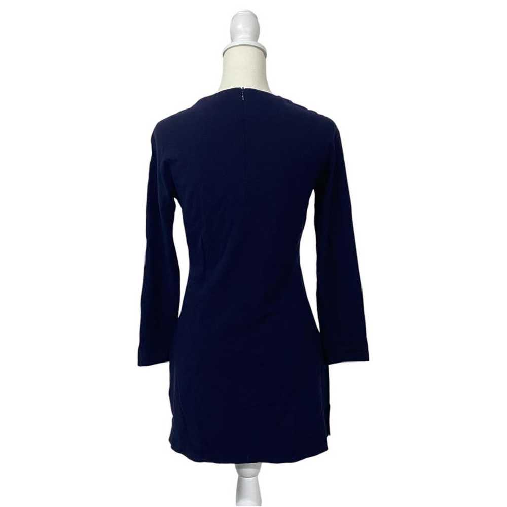 EPOCA Long Sleeve Crew Neck Dress Navy Plain with… - image 6