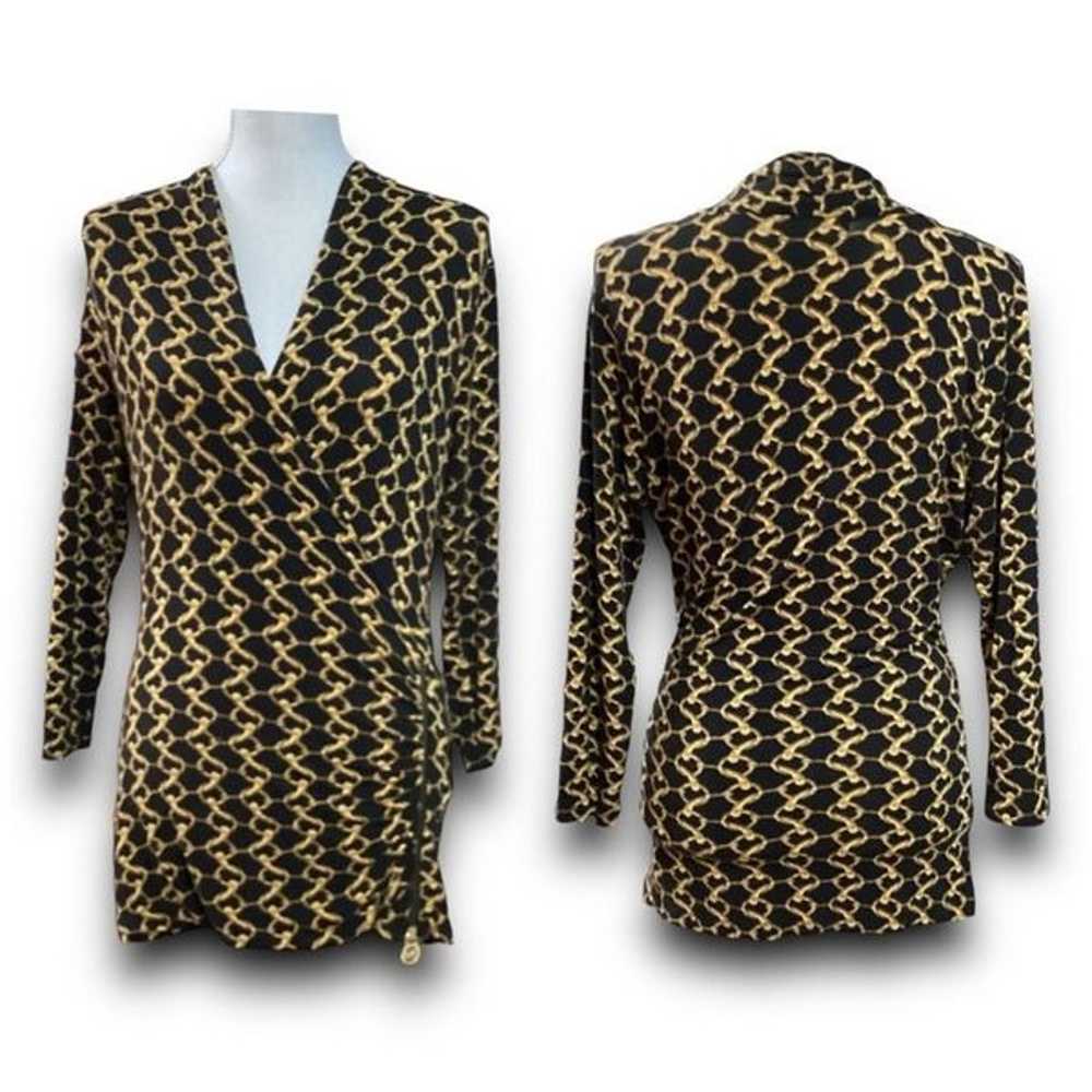 MICHAEL Michael Kors Black & Gold Chain Link Patt… - image 1