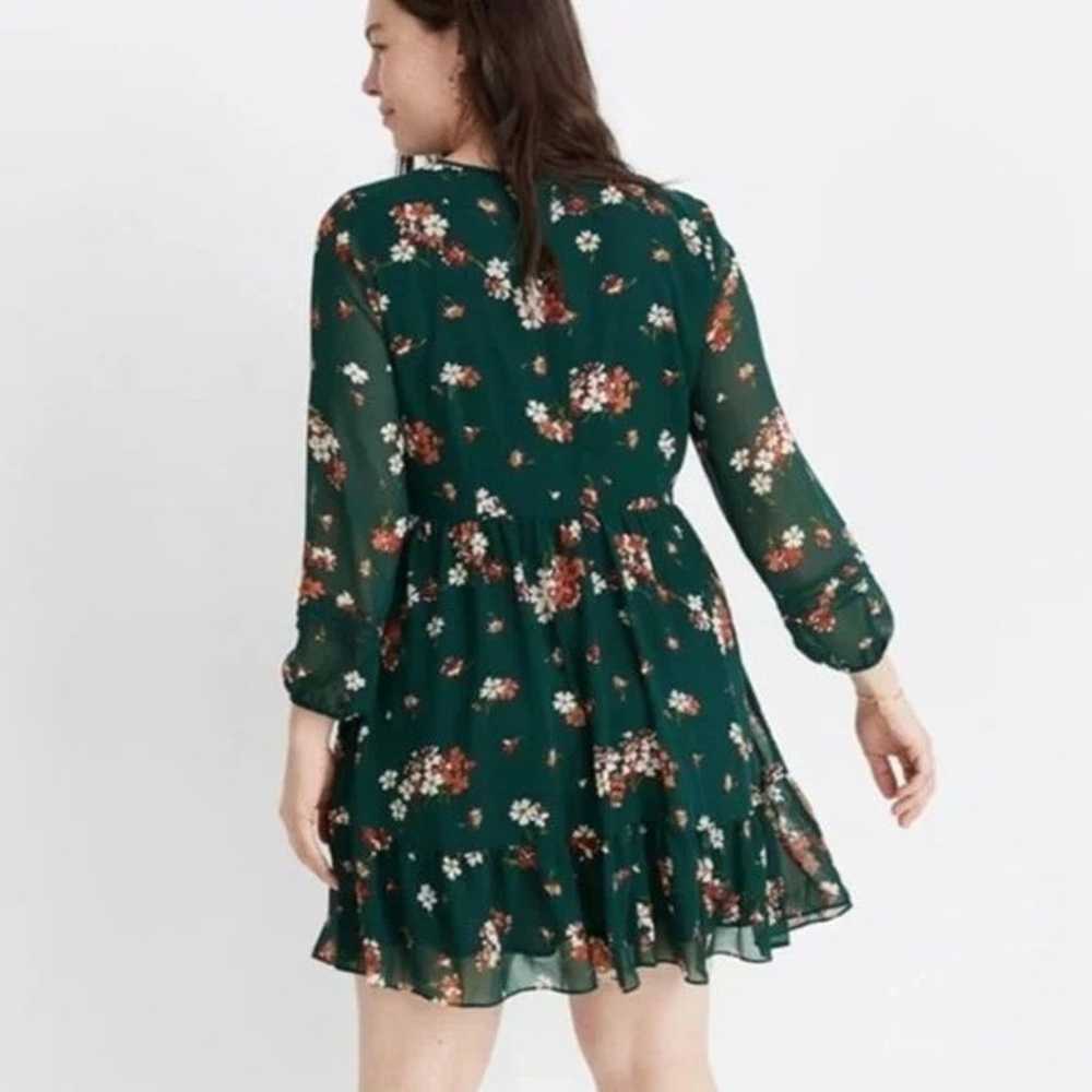 MADEWELL Women's Green Pintuck Ruffle Dress 14 Gr… - image 3