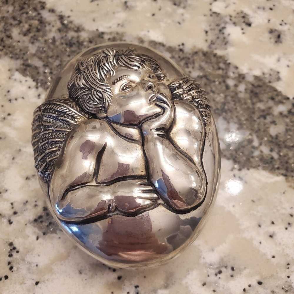 Vintage Godinger Cherub Silver Plated Jewelry Tri… - image 2