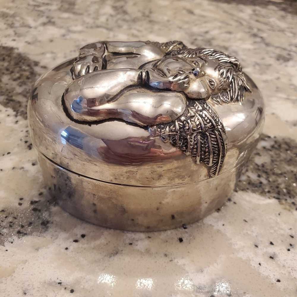 Vintage Godinger Cherub Silver Plated Jewelry Tri… - image 4