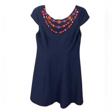 Shoshanna Anthropologie Blue Embellished Cap Slee… - image 1