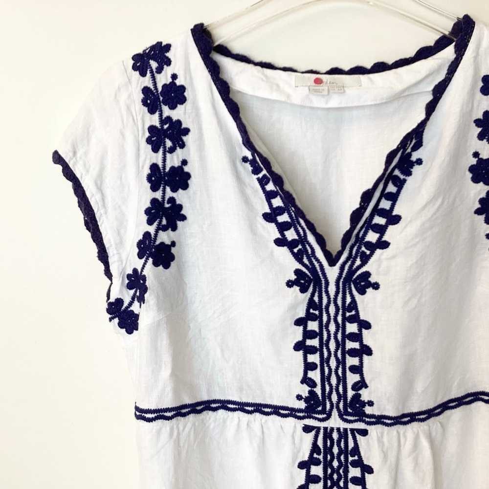 Boden Bea Short Sleeve Linen Embroidered Dress - … - image 2