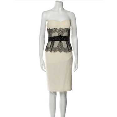 Badgley Mischka Knee Cocktail Wedding Dress Ivory… - image 1