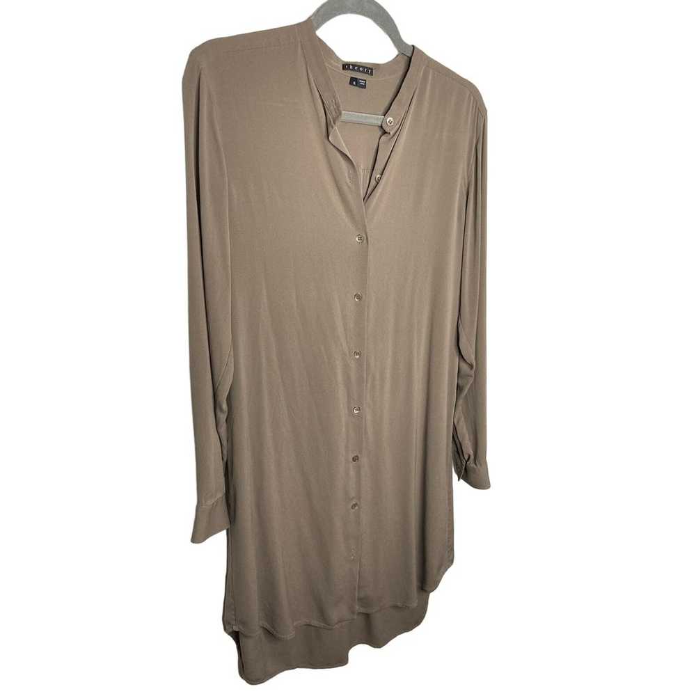 Theory Long Sleeve Button Front High Low Tunic Sh… - image 1