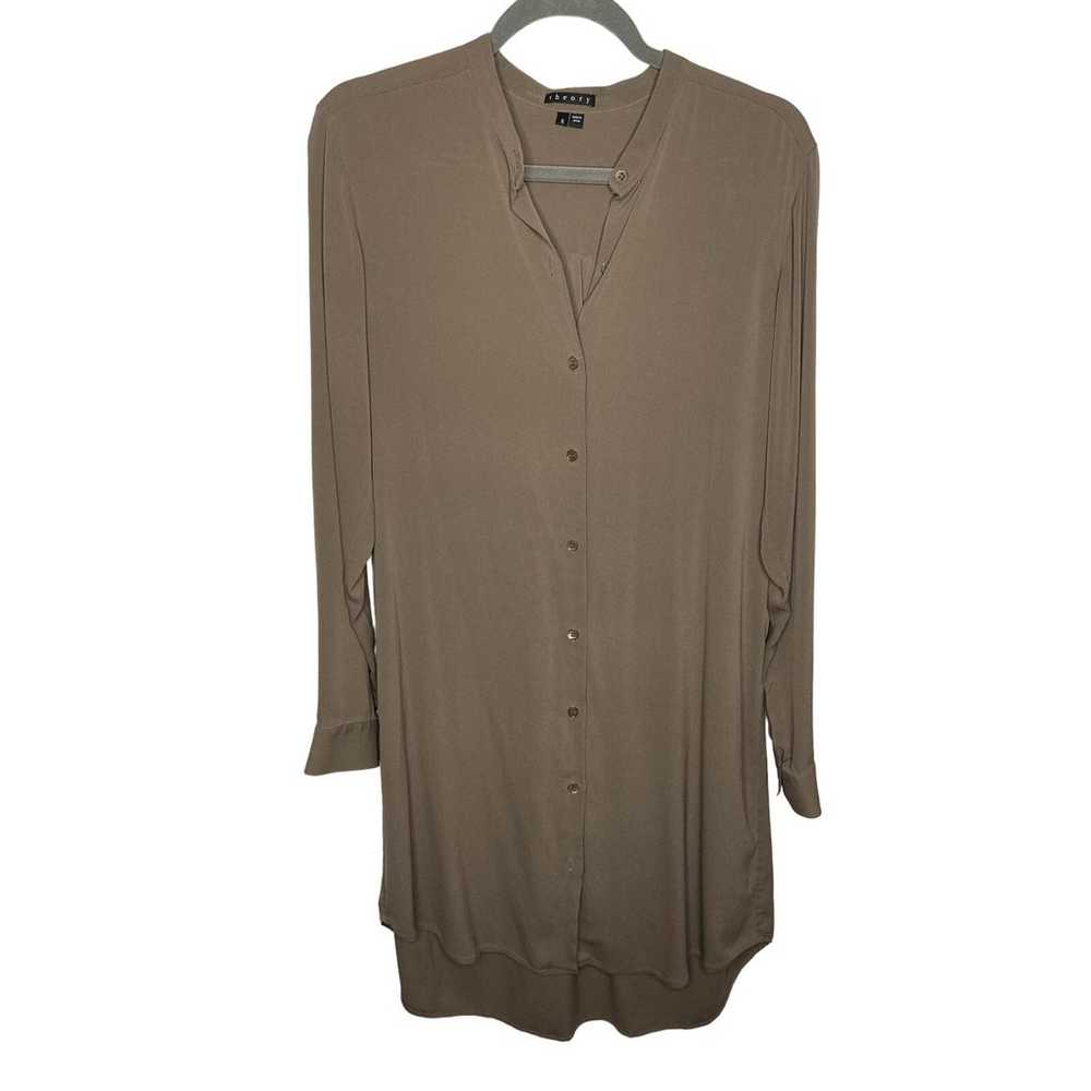 Theory Long Sleeve Button Front High Low Tunic Sh… - image 3