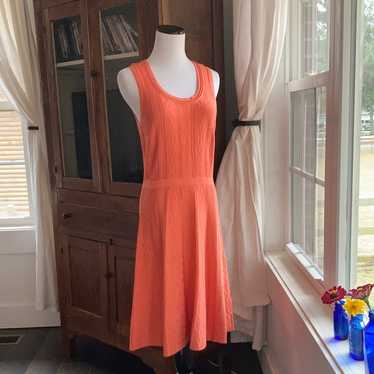 Etcetera Peach Lacy Knit Fit & Flare Sleeveless Dr