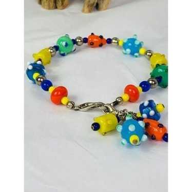 Vintage Venetian LAMPWORK Glass Bead Bracelet wit… - image 1