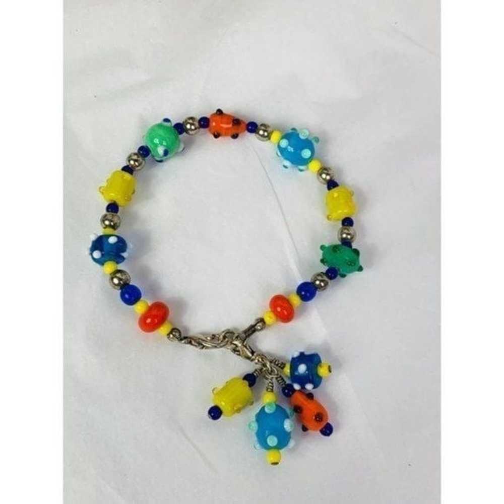 Vintage Venetian LAMPWORK Glass Bead Bracelet wit… - image 2