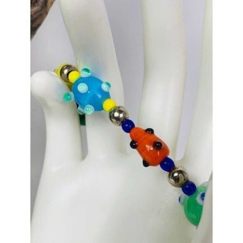 Vintage Venetian LAMPWORK Glass Bead Bracelet wit… - image 6