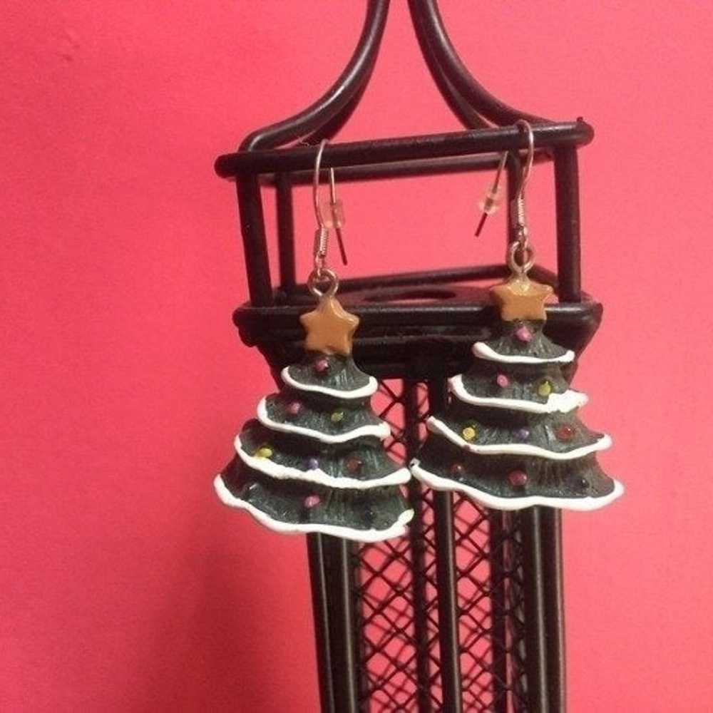 Unique Vintage Christmas Tree Earrings - image 2