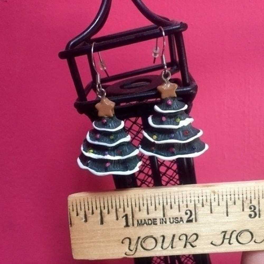 Unique Vintage Christmas Tree Earrings - image 3