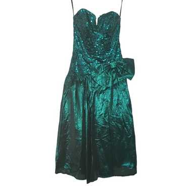 LAGlo Green Metallic Sequin Dress sz 7/8 straples… - image 1